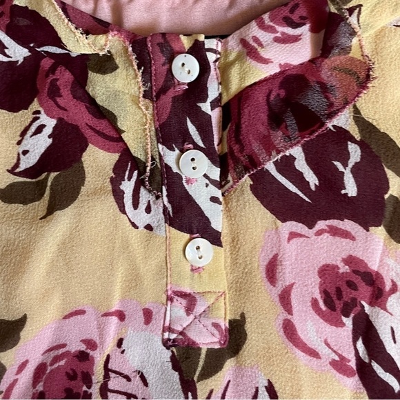 Nicole Miller Collection 100% Silk Floral Yellow Mini Dress Size 2 - Picture 6 of 11